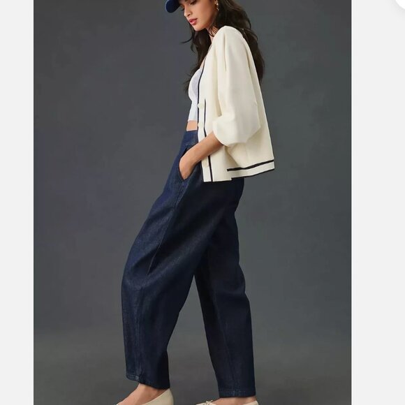 Anthropologie Pilcro Porto Wide Leg Barrel Jeans Dark Blue Size 26 - Picture 6 of 15